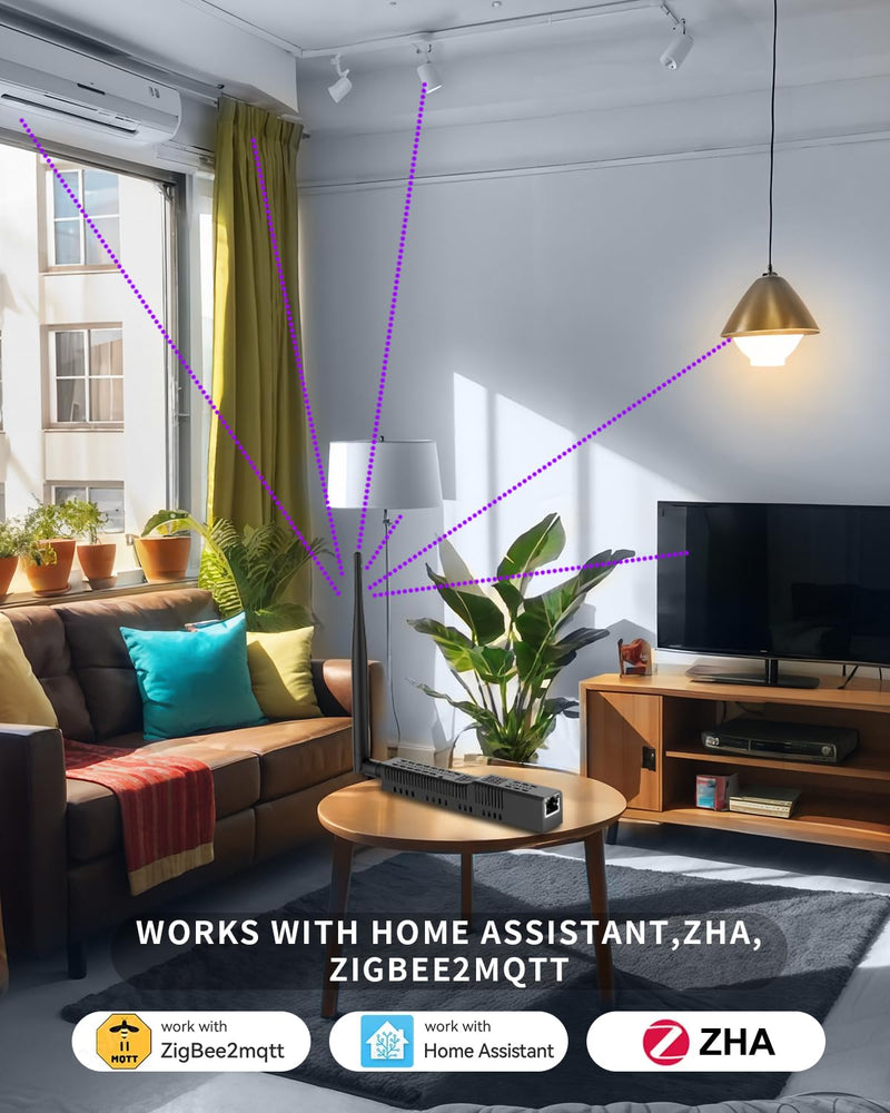 SMLIGHT SLZB-06M - Zigbee 3.0 to Ethernet,USB,and WiFi Gateway Coordinator with PoE,Universal Zigbee USB Gateway for Home Assistant/ Zigbee2MQTT/ZHA,Wireless Zigbee 3.0 USB Adapter