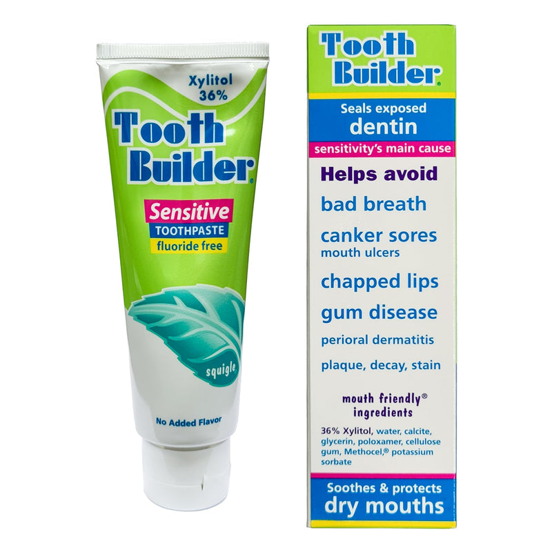 Squigle Tooth Builder SLS Free Toothpaste (Stops Tooth Sensitivity) Prevents Canker Sores, Cavities, Perioral Dermatitis, Bad Breath, Chapped Lips, 4 oz (16 Ounce (Pack of 4), Unflavored) 4 Ounce (Pack of 4)