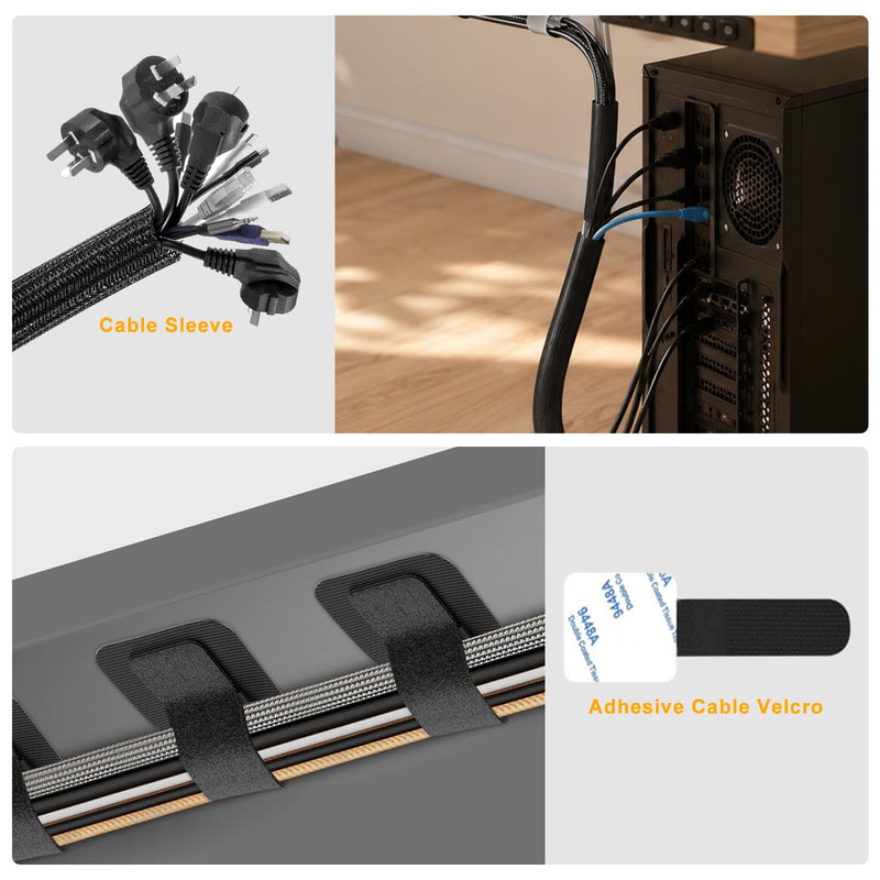 285 PCS Cable Management Kit - for Computer TV Under Desk - Black | cable organizer electrical cord management
