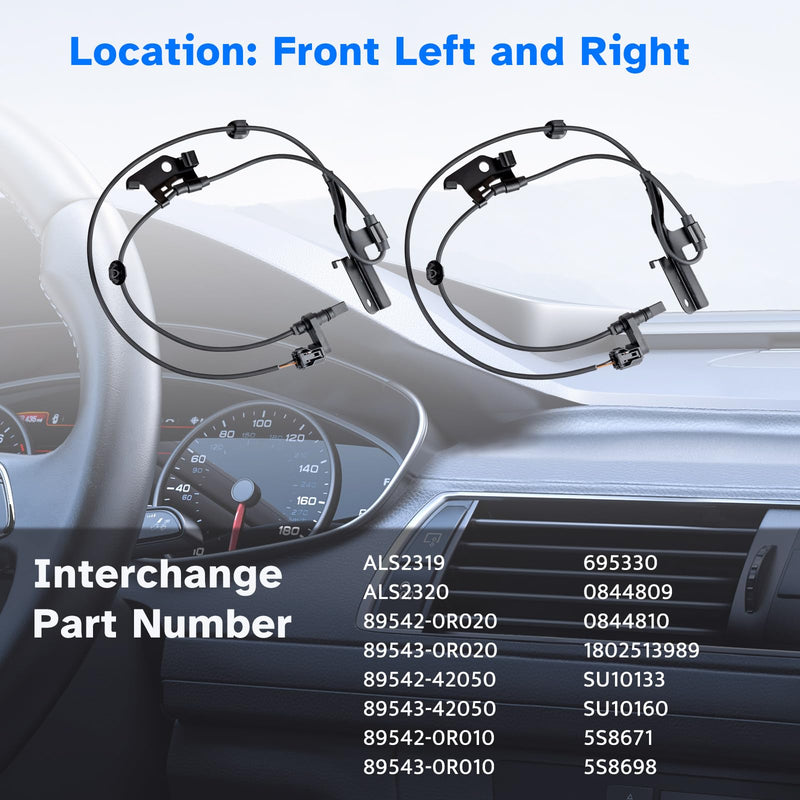 Front ABS Wheel Speed Sensor Left & Right fit for 06-18 Toyota Rav4 2006 2007 2008 2009 2010 2011 2012 2013 2014 2015 2016 2017 2018, ALS2319 ALS2320, 2pcs