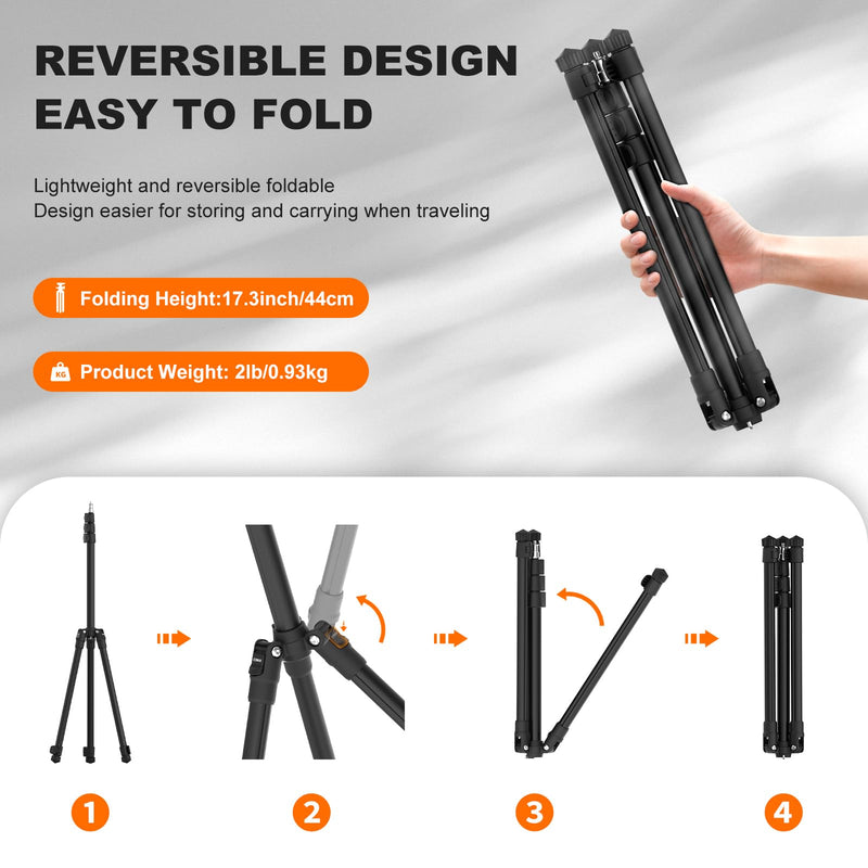 COMAN Extendable 6.23ft Light Stand, Adjustable Aluminum Tripod with 1/4" Screw - Portable, Reverse Folding Studio Lighting Stand for Strobe, Camera, Flash