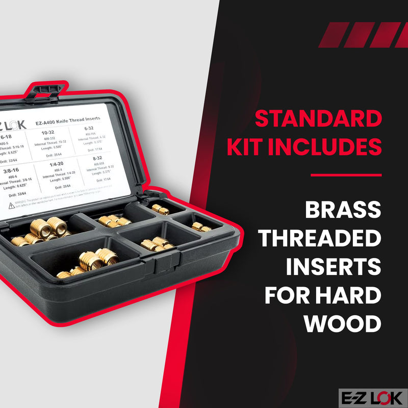 E-Z LOK Threaded Insert for Hard Wood Assortment Kit Brass Thread Inserts 6-32 to 3/8-16