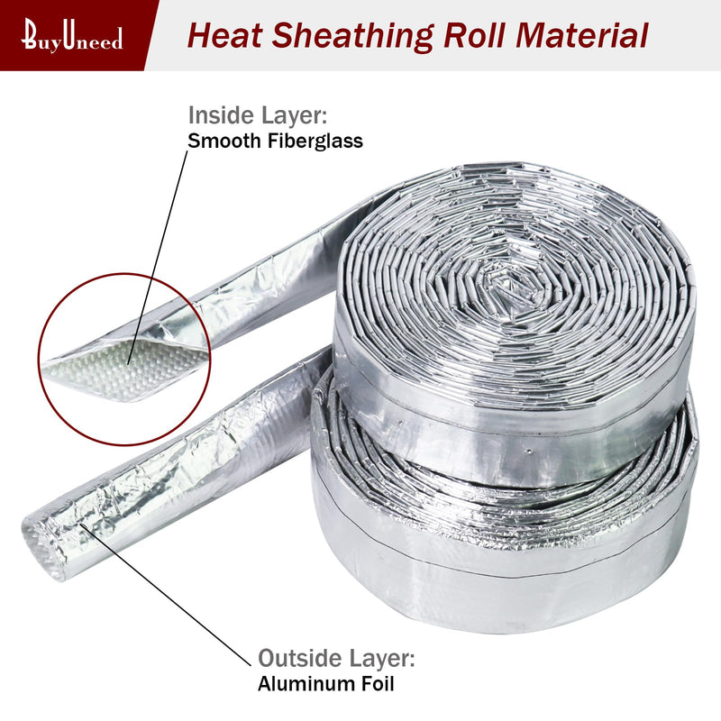 Car Aluminized Sleeving Heat Sheathing Roll - Heat Radiant and Prevent Vapor Lock Heat Shield for Brake Cable/Fuel Line/Spark Plug (1inch(I.D. Wide) - 72'') 1inch(I.D. Wide) - 72''