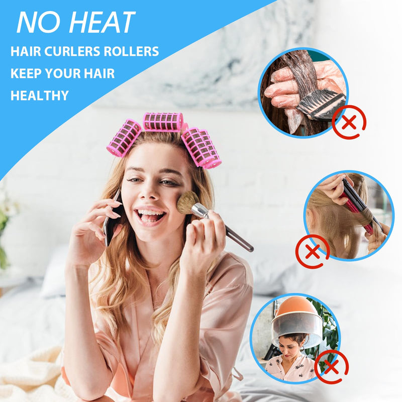 30Pcs Self Grip Hair Curlers Set - 5 Sizes, No Hair Damage, Medium & Long Hair Rollers for Volume & Curls (1.5/2.5/3/3.5 CM)