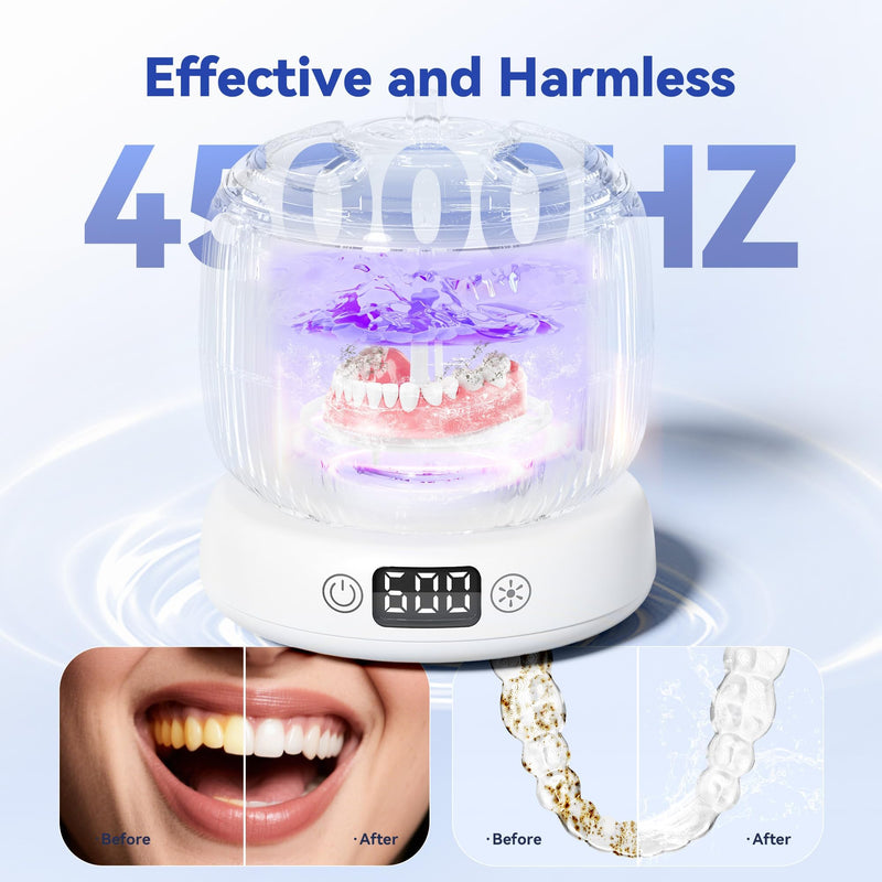 Ultrasonic Retainer Cleaner Machine with 4 Modes – 45kHz 180ML Ultrasonic Cleaner for Retainer,Denture,Mouth Guard,Ring,Jewelry,Leak-Proof Detachable Tank & Base, Easy-to-Clean Orange