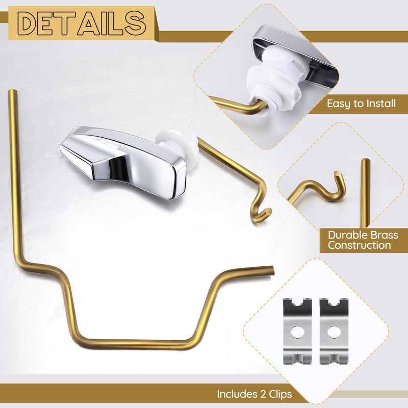 Dreyoo Pressure Assist Toilet Lever with Linkage Compatible with 99-571-KT, Left Hand Trip Lever Compatible with Gerber Ultra Flush Pressure-Assisted Toilet Tank, Left Hand, Polished Chrome(1 Pack)