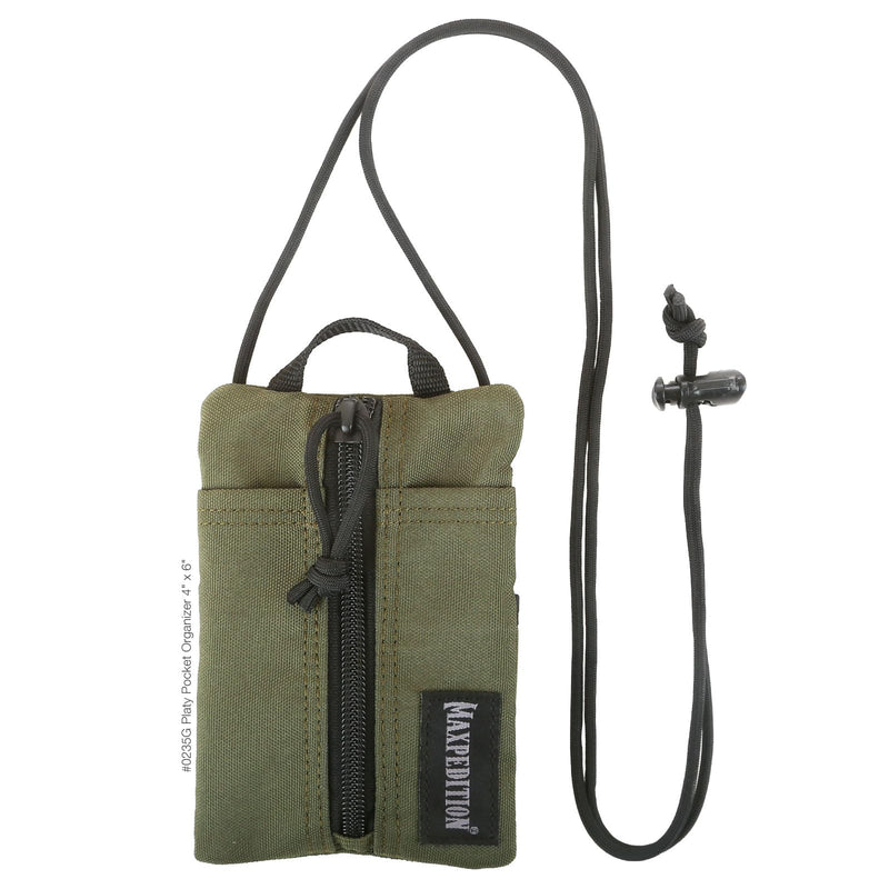 MAXPEDITION Platy Pocket Organizer, Durable EDC Tool Pouch for Men, Neck Wallet with Paracord Lanyard, Holds Flashlight, Multitool, Pen, Notebook (OD Green, 4" x 6")