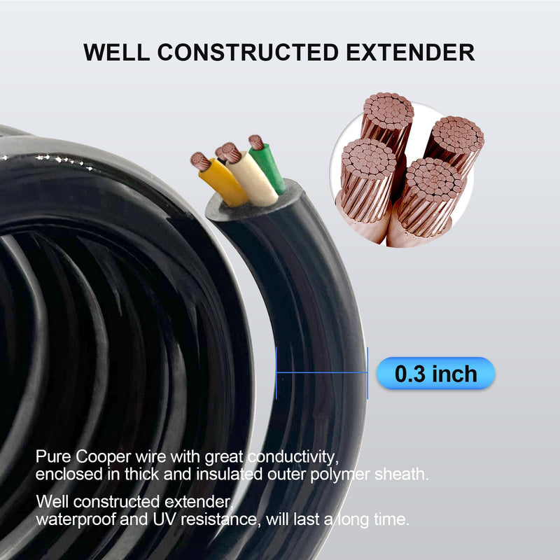 4 Way Flat Trailer Light Wiring Extension 4.5Ft 55 In, Stretchable Coiled Cable Hitch Plug With Sealed Cap, Hefty Outer Sheath Cooper Wire Harness, Quick-Connect 4 Pin Trailer Adapter Extender