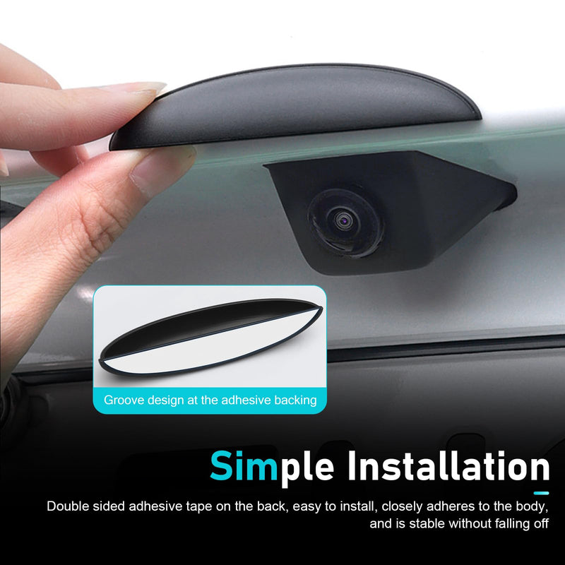 Car Rear View Camera Cover, Waterproof ABS Wider Reversing Camera Shield, Anti-rain Anti-Glare Backup Lens Guard, Self-Adhesive Modification Accessory for Most Cars (Black) 1 PC Black
