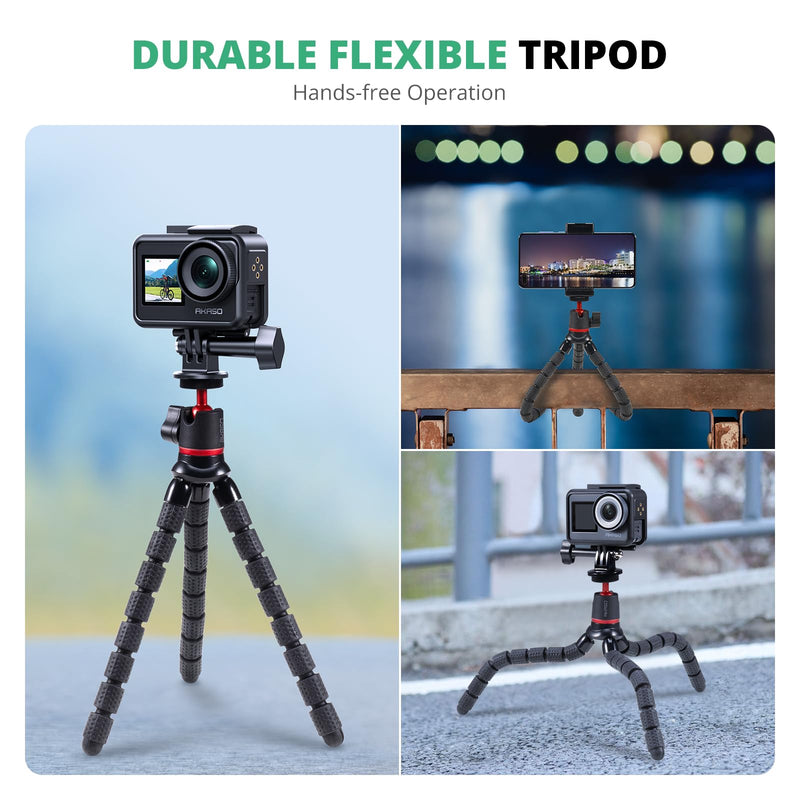 AKASO Mini Flexible Tripod Stand Travel Octopus Tripod with 1/4'' Screw for Magic Arm, Compatible with AKASO Action Camera EK7000/Brave 4/Brave 7 LE/Brave 7/GoPro Hero12/11/10/ 9/Max/DJI Osmo Action