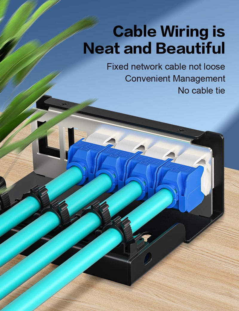 6 Port Patch Panel Blank Keystone Patch Panel STP&UTP Compatible with LC/SC/ST/FC/USB/HDMI Keystone Jack for Desk Mount Home Ethernet Termination Box 1u 6Port