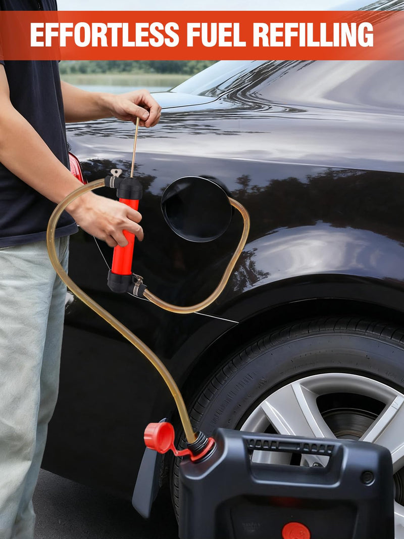 MADHOLLY Hand Fuel Pump Kit - RV Antifreeze Transfer Pump for Camper Trailer with 3 Clamps Leak-proof to Make Winterizing Easier, Siphon Water System for Oil and Liquids
