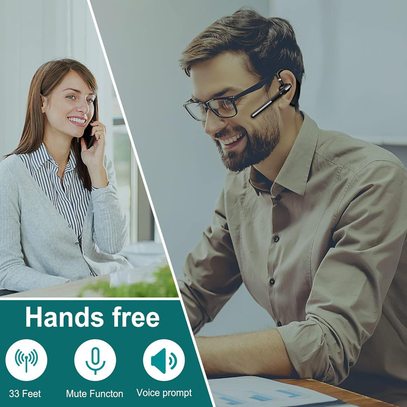 Bluetooth Headset V5.1, Wireless Earpiece with Mic for Work | CVC8.0 Dual Mic Noise Cancelling, 500mAh Battery for 110H Work Time, Handsfree for Cell Phones/PC, Business Office/Driving Black
