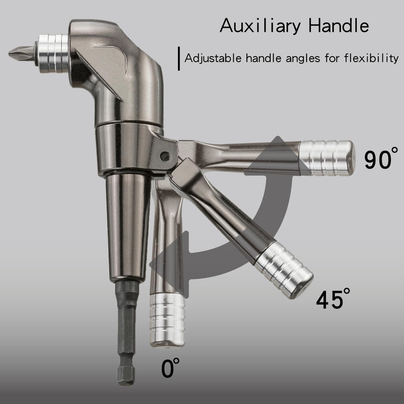 KESI Tool 1/4" Dr Impact Right Angle Drill Attachment, Right Angle Drill, 360° Rotating Head, 90° Adjustable Handle, Quick-Release Mechanism, Compatible with Impact Drivers & Manual Tools 1/4" Drive