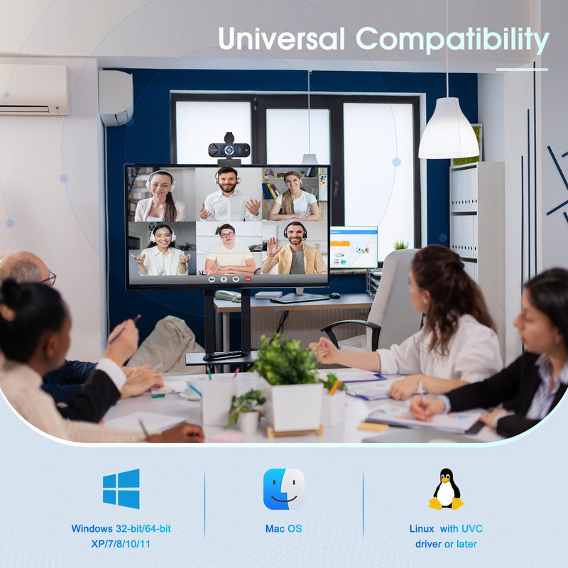 TRAUSI 2K Full HD Webcam with Auto Light Correction, Noise-Canceling Mic, Privacy Cover and Wide Angle Lens, Plug & Play USB Camera for Desktop/Laptop/Mac/PC, Compatible with Teams/Zoom/Streaming Jet Black