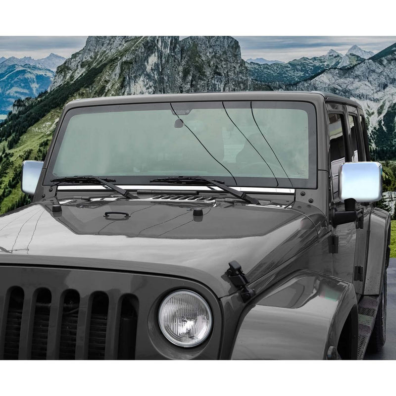 Rearview Mirror Cover Trim Shell Kit Car Rear View Mirror Exterior Decoration Accessories for Jeep Wrangler JK JKU 2007-2017,Chrome Chrome