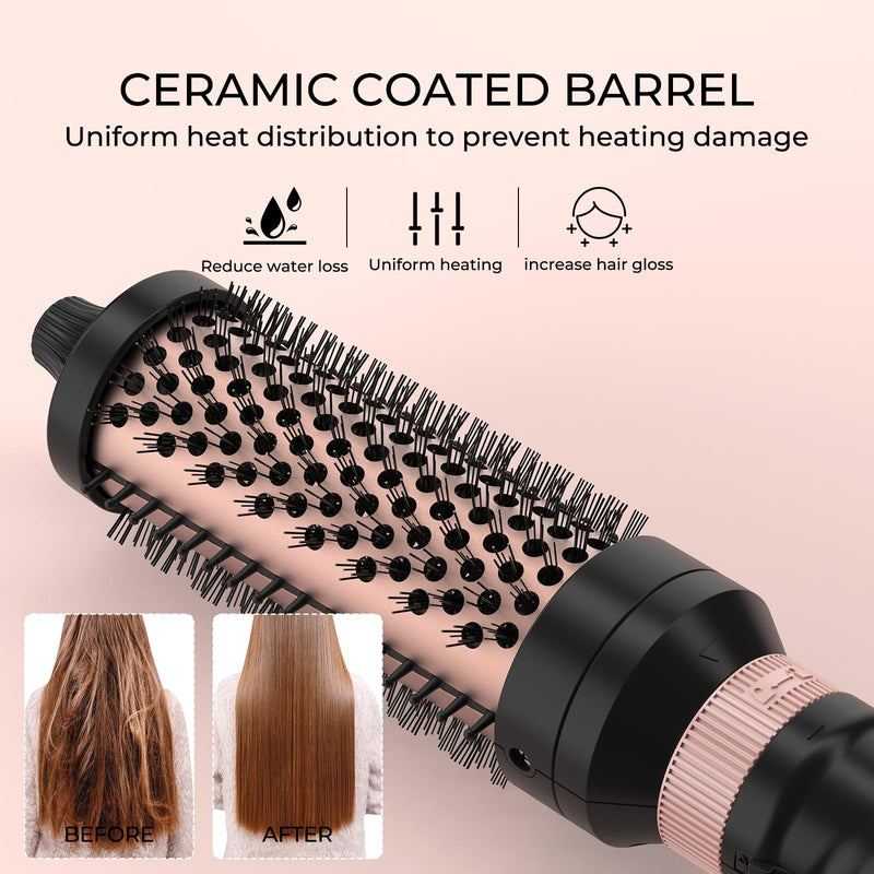 K&K 3 in 1 Ionic Heated Round Brush Curler, Ceramic Thermal Hair Brush Set | VERSATILE 3-IN-1 SET: Features 3 interchangeable barrels to create versatile curls, beachy waves, and instant root volume Black