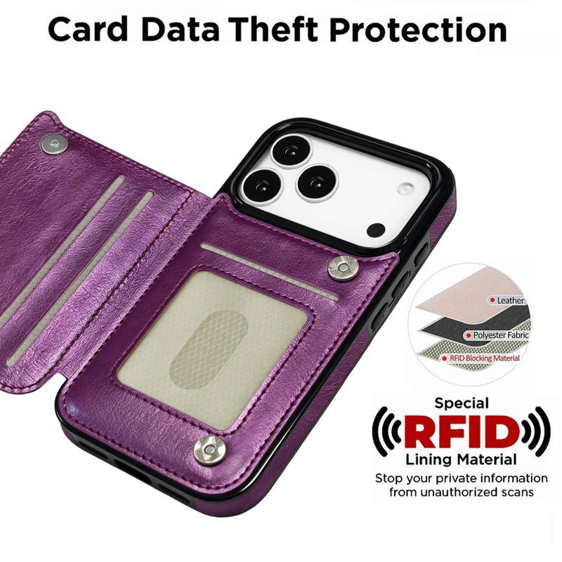 uCOLOR for iPhone 17 Pro Wallet Case Flip Wine Red | PU Leather RFID Blocking with Card Holder Slots for Women Men Magnetic Clasp Kickstand 6.3"