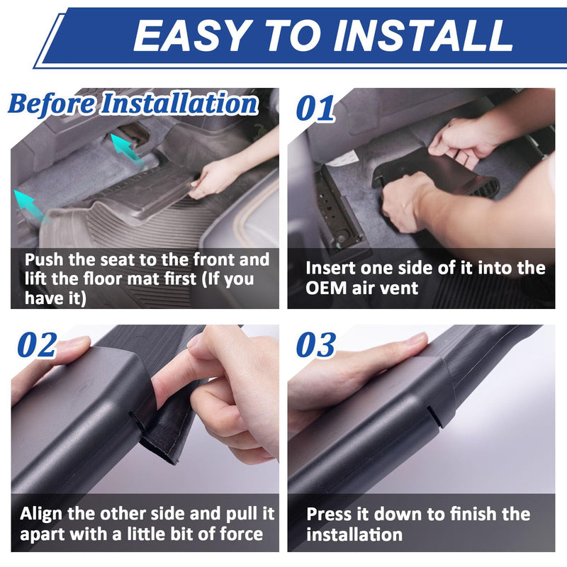 TOPINSTALL 2025 Plug-in Under Seat Vent Deflectors Compatible with 2021-2025 Ford Bronco 4 Doors, Cooler Summer Air Vent Extension for Rear Seat Passenger 2PCS (Fit for OEM & Regular Floor Mats)