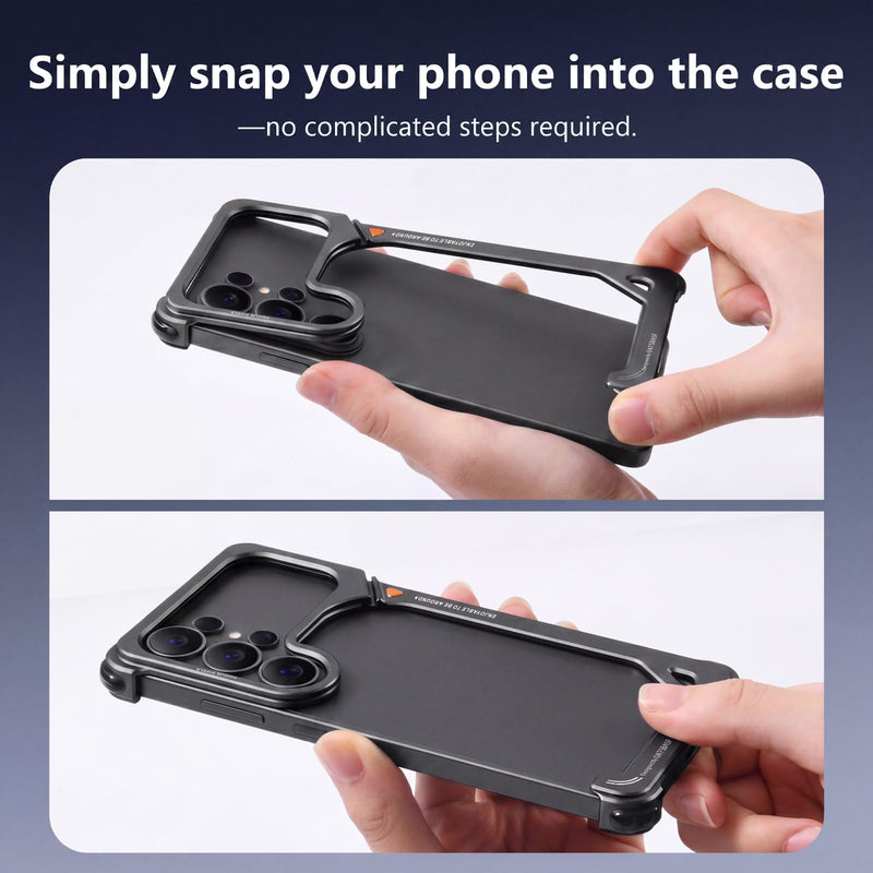 OATSBASF 9 Case for Samsung Galaxy S26 Ultra Bumper Case Metal Black | Aluminum Frame Slim Fit No Back Design, Compatible with MagSafe, Shockproof Protection, Minimalist Frameless Phone Case
