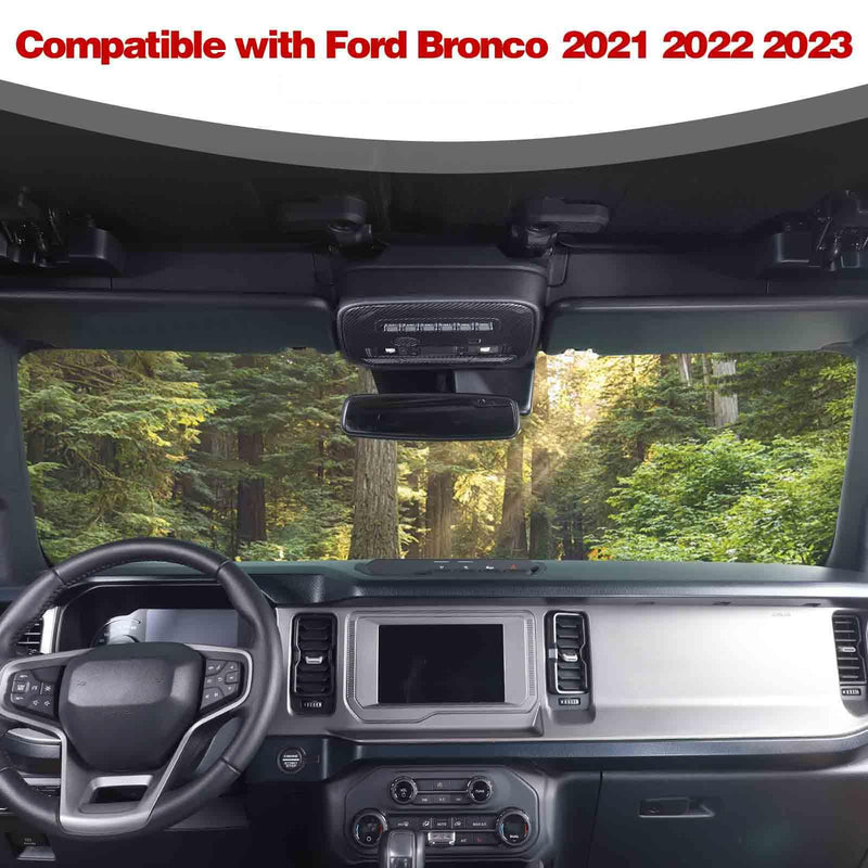 for Bronco Overhead Console Panel Map Light Trim Cover Compatible with Ford Bronco 2021 up Black Carbon Fiber Interior Accessories