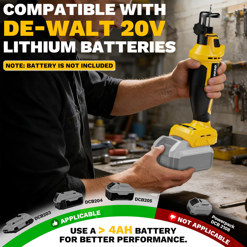 Cordless Drywall Cut-Out Tool Compatible with Dewalt 20V Battery, 3 Speed Adjustable Brushless Rotary Saw with Up to 30000 RPM, Compact Spiral Saw Kit for Wood,Drywall,Tiles,plastic (Tool Only) For Dewalt