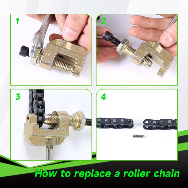 T8F Chain 134 Link Drive Chain Breaker Compatible with SYX Moto 50cc Dirt Bike Mototec SSR X-pro Coolster 47cc 49cc 2 Stroke Engine Pocket Rocket Pit Bike Mini ATV Quad 4 Wheeler Go Kart Parts A-silver
