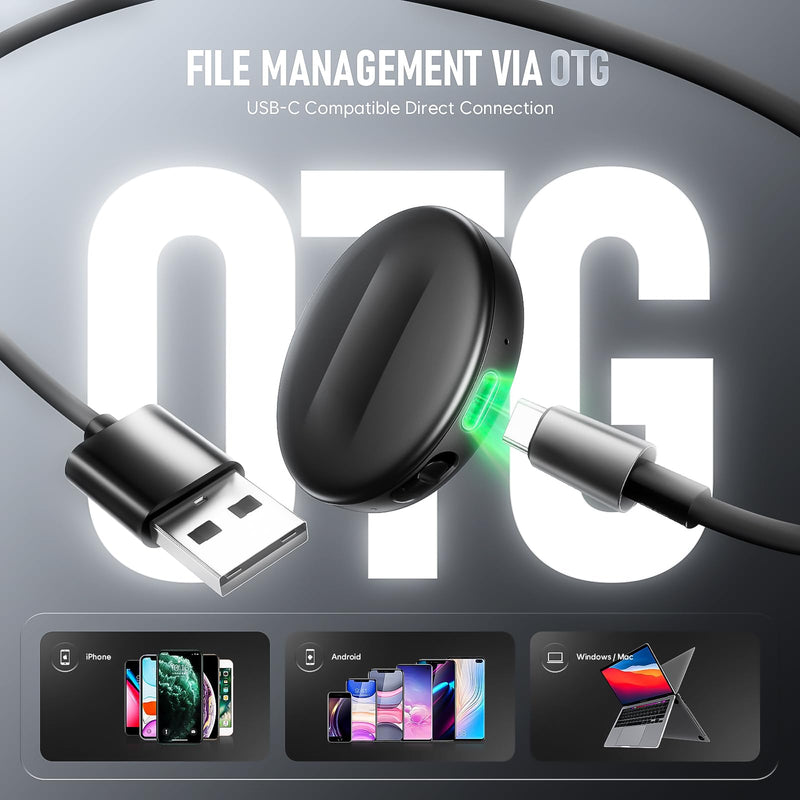 64GB Digital Magnetic Voice Recorder with DSP 5.0 AI-Intelligent Noise Cancellation, 4800Hrs Voice Activated Recorder, Smart Tap Recording Device Portable for Lectures Meetings Interviews Classes
