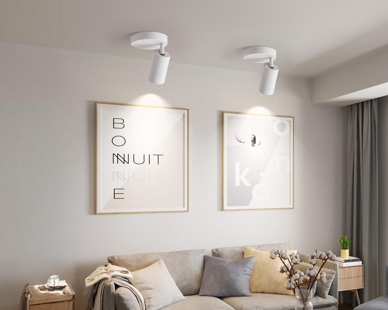 White Ceiling Spotlight Indoor Adjustable 1-Light Track Lighting with Flexibly Rotatable Light Head for Bedroom, Kitchen, or Living Room, GU10 Bulb not Included White