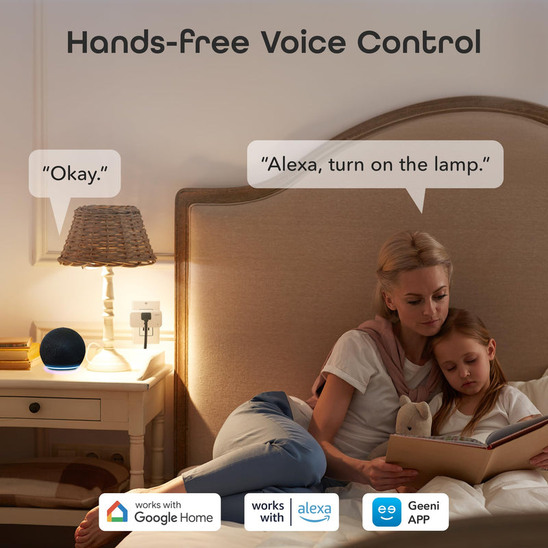 Geeni Smart Plug Mini 15A WiFi Outlet 4-Pack, Compatible with Alexa Google Home, No Hub Required, App Remote Control, UL Certified White 4 Pack