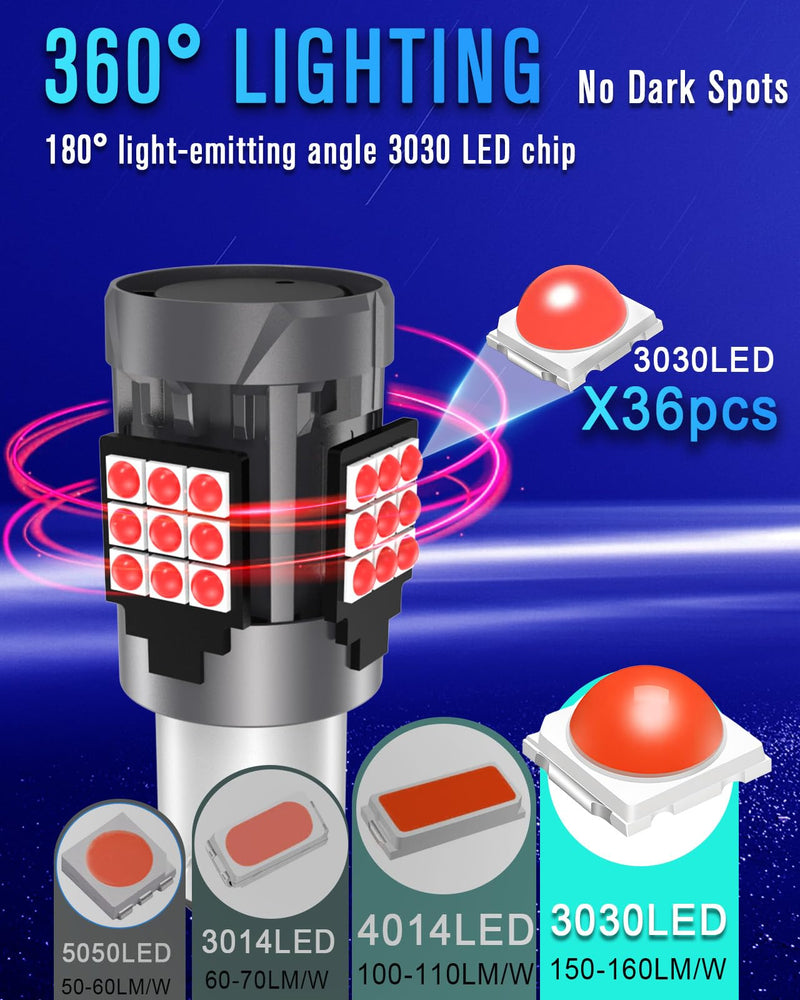CANBUS 1157 LED Tail Light Bulb with Built-in Resistor 2357 Brake Light Bulb Red CANBUS Error Free,2057 7528 7507 BAY15D Brilliant Red LED Lights Replacement for Rear Tail Stop Lights(2pcs) 1157/2357
