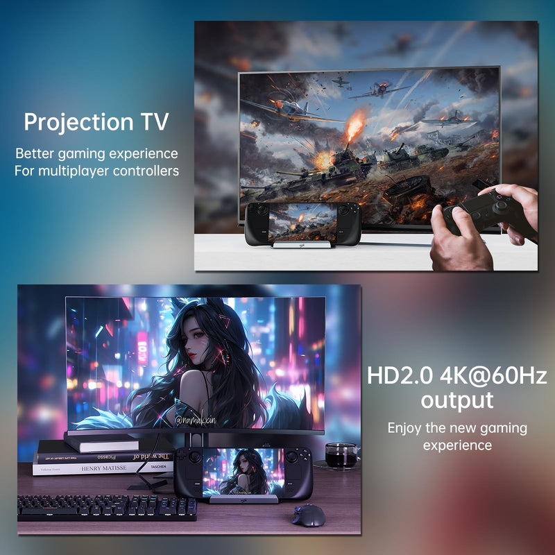 Docking Staion for Steam Deck,11 in 1 Double Fan Steam Deck Dock. VGA prot,1000Mbps Ethernet, PD100W Charging,HDMI 2.0 and DP 4K@60Hz.3 USB 3.0 and 3 USB 2.0 Port. Slot Steam Deck Dock. 11 in 1