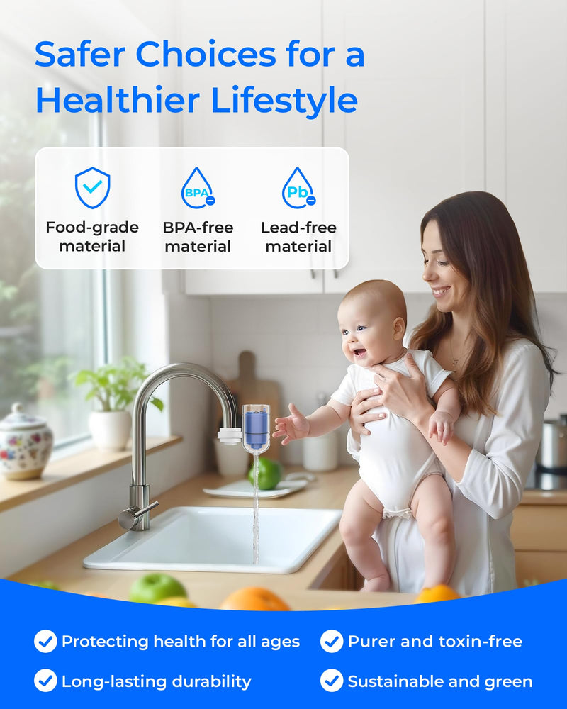 Waterdrop Faucet Water Filter, Compatible with All PUR® Water Filter Replacement for PUR® PLUS RF9999® Faucet Water Filter, NSF 42 Certified, 18-Month, 1800-Gallon, 6 Pack Standard-Blue