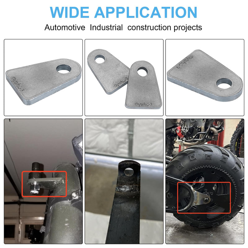 Weld on Tabs, Steel shock mount Weld Tab, Universal Weld on Tabs Flat Bottom Mount with a 1/2" Hole.2-1/2" Height, 1-3/4" Wide, 1/4" Thick Pack Of 4 Tabs Steel Mounting Bracket OywhC-3 Flat Mount-Big 1/4" Thick