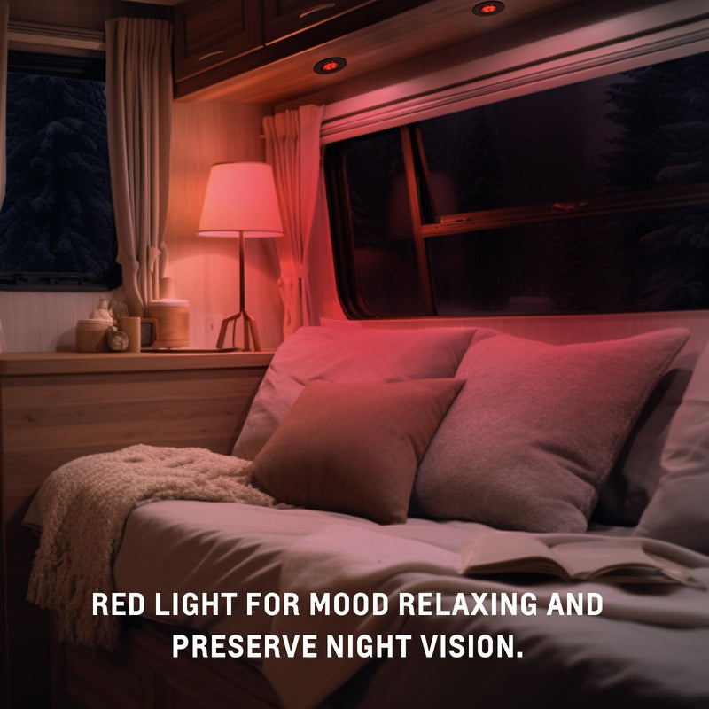 Acegoo Swivel RV Light Recessed Puck Light 12V LED RV Interior Light, 36° Beam Angle Vertical 70° Adjustment,Full Aluminum Downlights, 3‘’ Inbuilt Dimmer Switch & Red Nightlight (Black/3000K 2Pcs) Black-3000K
