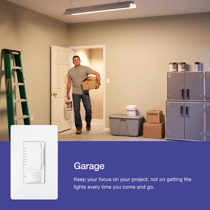 Lutron Maestro Motion Sensor Dimmer Switch for Bathroom, Garage, Laundry Room, and Closet, Occupancy and Vacancy Sensor, Single-Pole/Multi-Location, No Neutral Req, MSCL-OP153M-BR, Brown 1 Pack