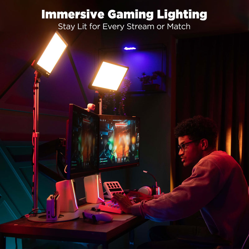Amaran Verge, Edge-Lit LED Panel Light for Desktop Creators, 26W Bi-Color Soft Lighting 2,700K–6,500K, Front Knob & App Control, USB-C PD, Silent - Ideal for Streaming, Gaming & Vlogging, Charcoal
