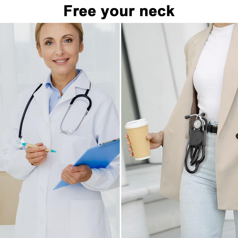 Beautyflier Soft Leather Stethoscope Holder with Clip for All Models: Littmann, ADC, MDF, Adscope, Stethoscope Holder Carrier Perfect for Physicians, Nurses, EMT