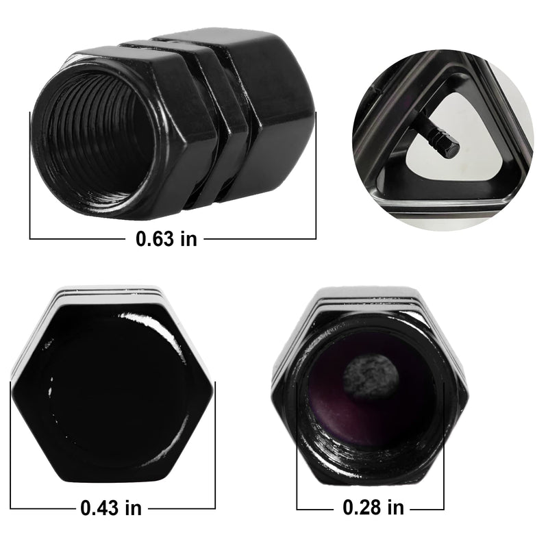 JUSTTOP Car Tire Valve Stem Caps, 12pcs Air Caps Cover, Universal for Cars, SUVs, Bike, Trucks and Motorcycles-Black Black