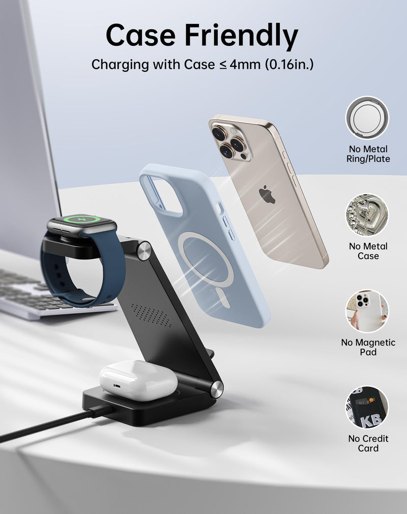 2026 Traveling Wireless Fast Charger for Apple & Android Charging Station | 3 in 1 Charging for iPhone 17 16 15 14 13 12, Apple Watch Series & Air pods 4 3 2 Pro,Samsung Galaxy-Gifts for Family