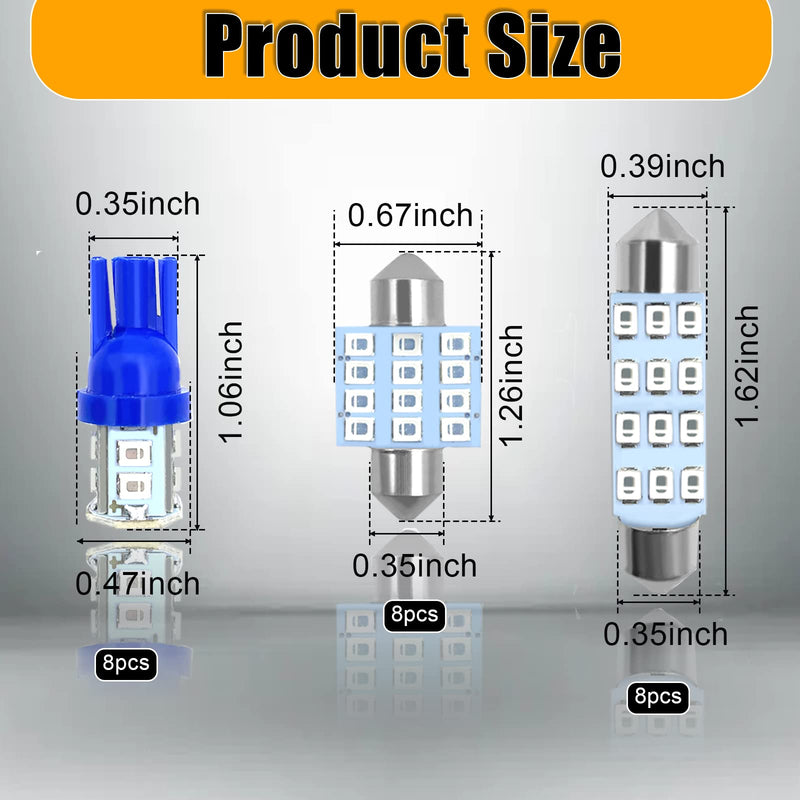 QuicTO LED Interior Light Set, 24 Pieces, Blue, Compatible with Most Vehicles