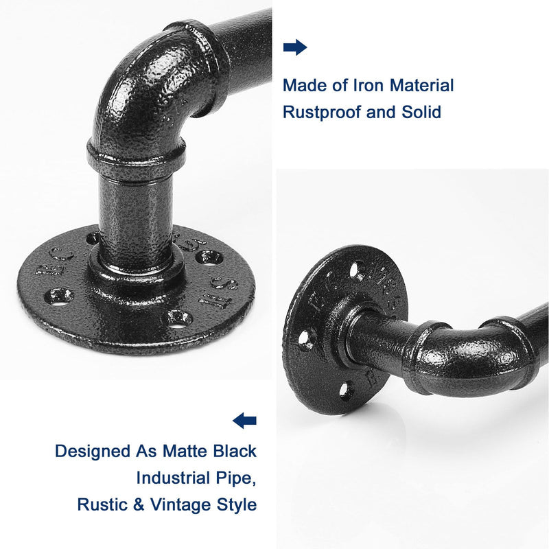 NearMoon Industrial Pipe Towel Bar, Heavy Duty Bathroom Hardware Towel Holder Accessory, Wall Mounted DIY Rustic Iron Bathroom Towel Rack Holder (24 Inch, Black) 24 Inch
