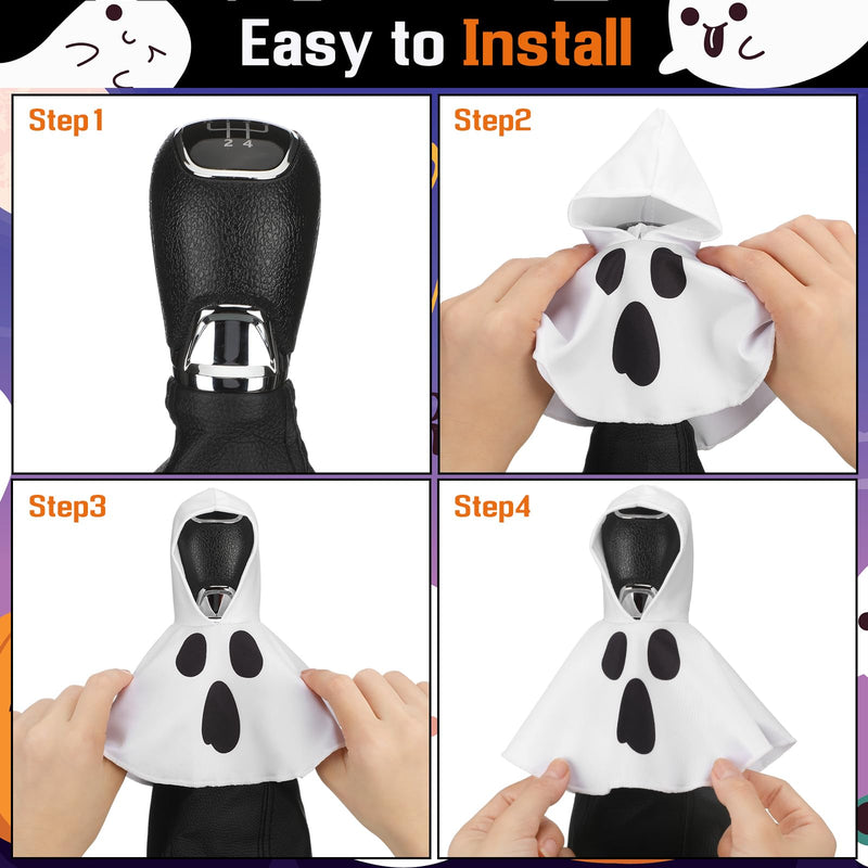 Halloween Car Gear Shift Hoodie Decoration Funny Gear Shift Cover Mini Universal Knob Hoodie Cover for Automotive Car Interior Accessories Gadgets Gift(White,Ghost) black, white Ghost
