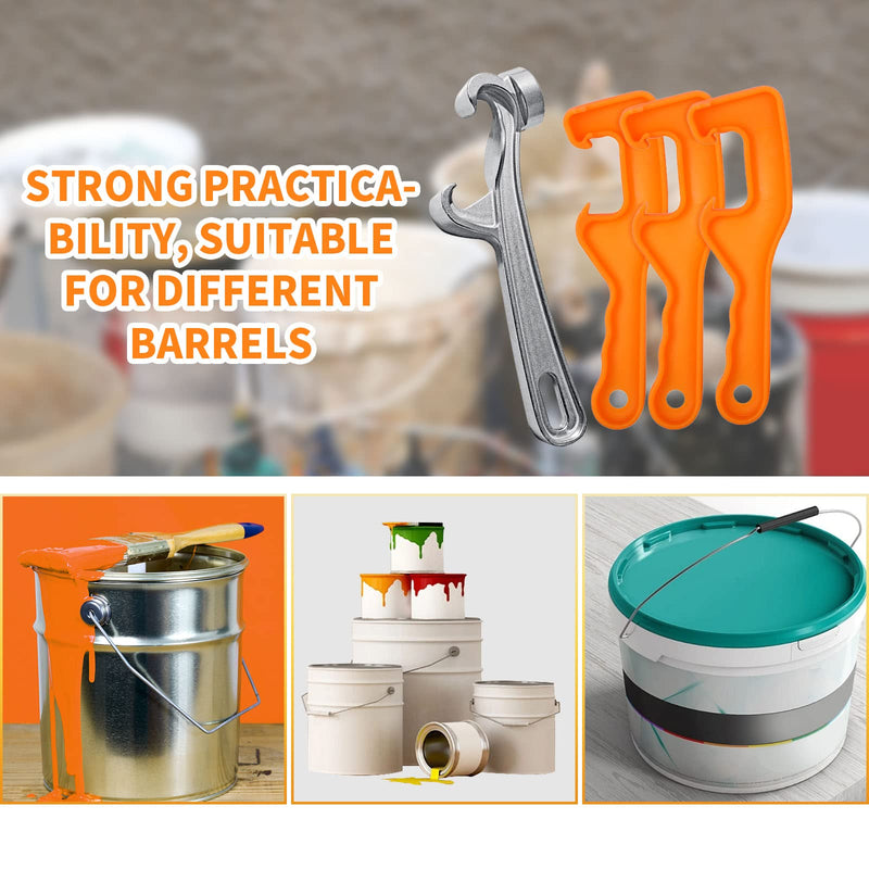 1Pcs Aluminum 3Pcs Plastic Bucket Lid Opener 5 Gallon Paint Can Opener Lid Wrench Metal Can Opener for Home Industrial