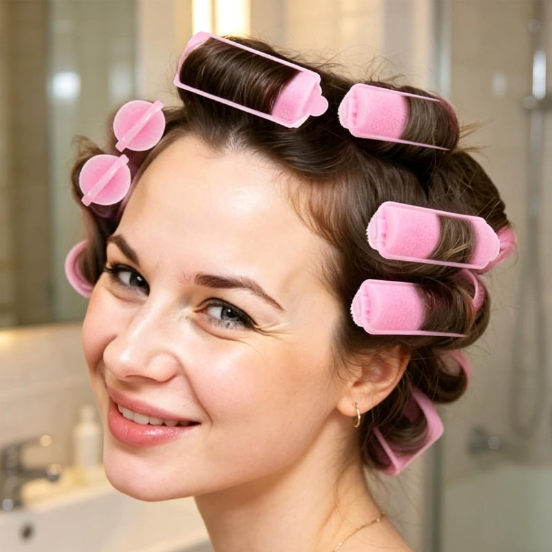 12pcs Foam Sponge Hair Rollers, Pink DIY Curling Tool, Soft Flexible Curlers, Durable Foam Hair Rollers, for Overnight Sleeping, Styling, Home Salon Use