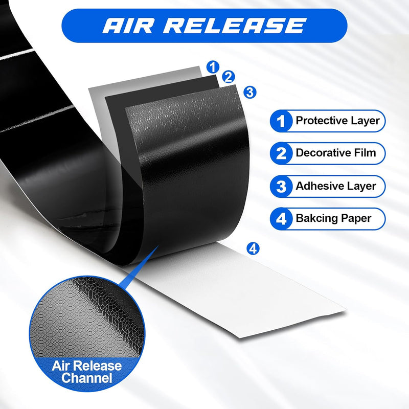 Gloss Black Car Vinyl Wrap, 10cm x 6m Air-Release Adhesive Car Vinyl Tape Chrome Delete Wrap Roll DIY Auto Exterior Decoration Door Edge Guard Vehicle Detailing Paper (4in x 20ft)