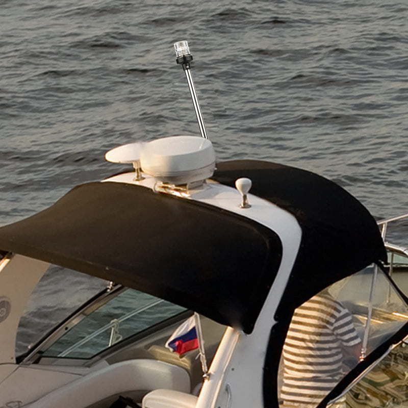 Anchor Light Boat Bimini Light Stern Light Marine Navigation Lights USCG 3 NM All Round White LED Fold Down 10-24 Volt 16 Inches for Pontoon