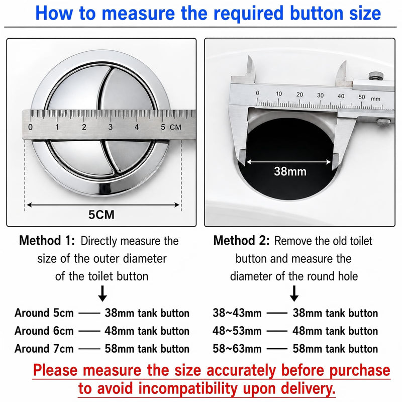 Dual Flushing Toilet Push Button Spare Parts,Top Toilet Button Replacement Compatible with Geberit & Kohler Part, Satin Chrome Toilet Parts with 1.5inch(38mm) Hole in the Toilet Tank Lid 38mm 1-pack