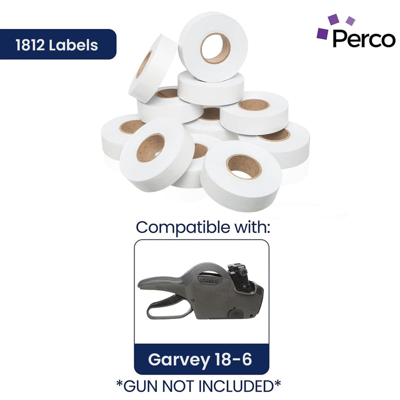 1812 White Pricing Labels for Garvey 18-6 One Line Price Gun – 11 Rolls – 14,000 Price Marking Labels 1 Sleeve - 11 Rolls - White