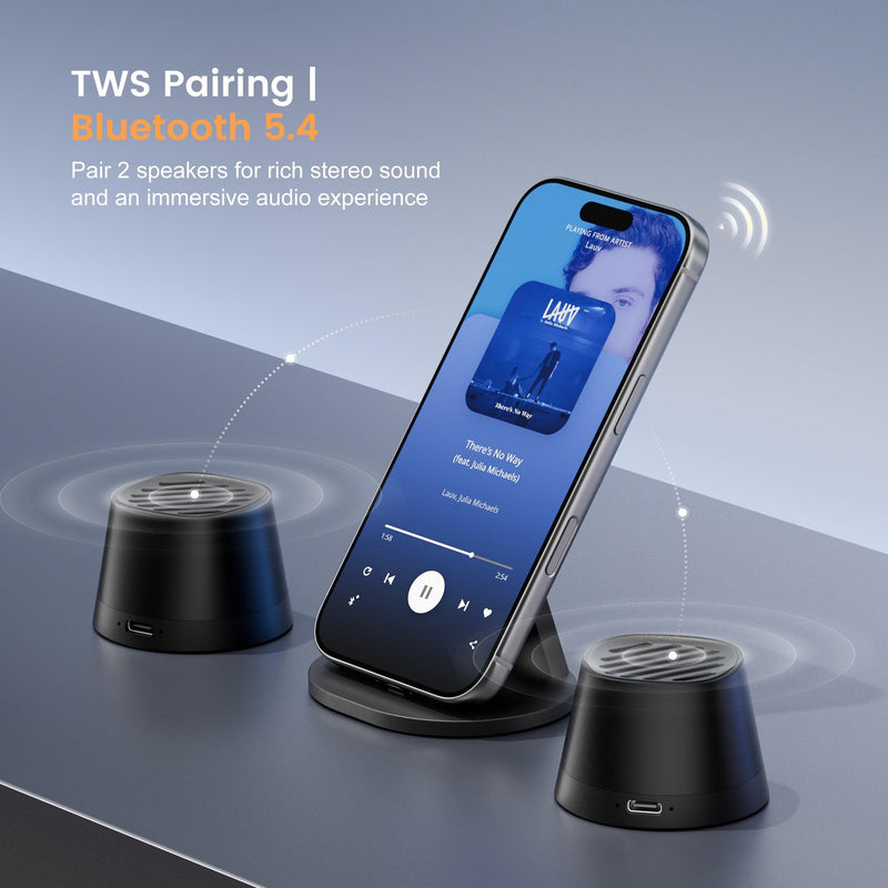 Hotwill Portable Bluetooth Speakers with Magnetic Stand | Wireless Charging, Mini Bluetooth Speaker, Ultra-Light Wireless Speaker, 5W HD Sound, 7H Playtime for Home Office Desk